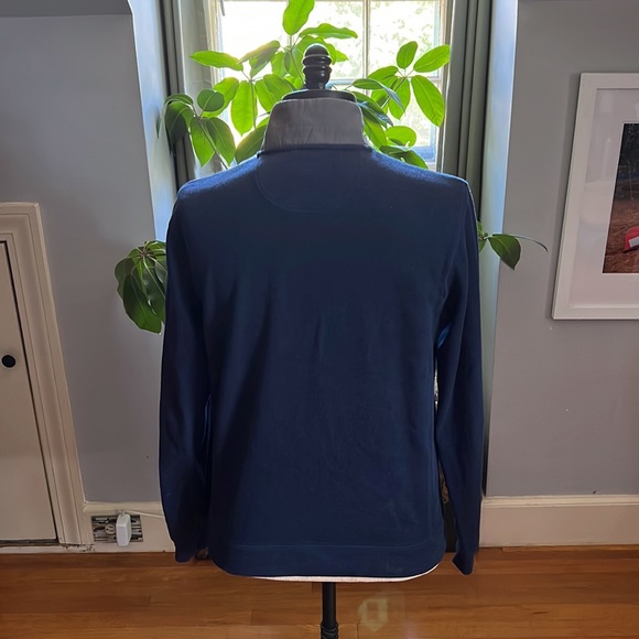 LL Bean Mens Large Blue 1/4 Snap Pockets Pullover Long Sleeve 100% Cotton - Picture 4 of 6